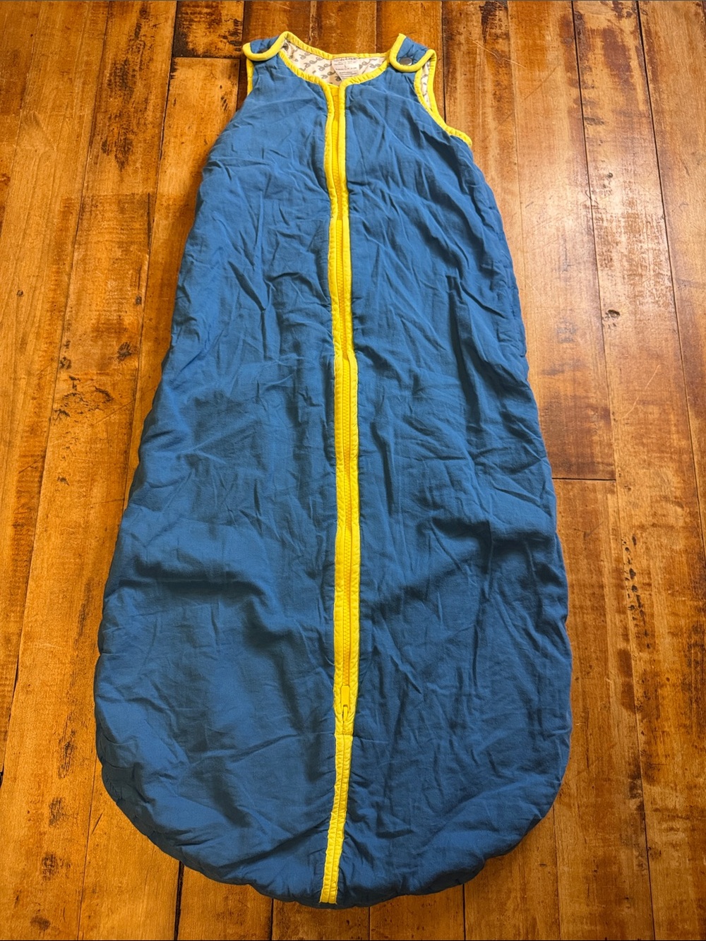 Baby Deedee Blue Sleep Sack size Large 18 to 36 months Yellow zippered cotton